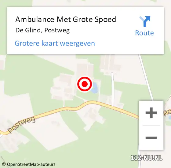 Locatie op kaart van de 112 melding: Ambulance Met Grote Spoed Naar De Glind, Postweg op 18 december 2016 03:17