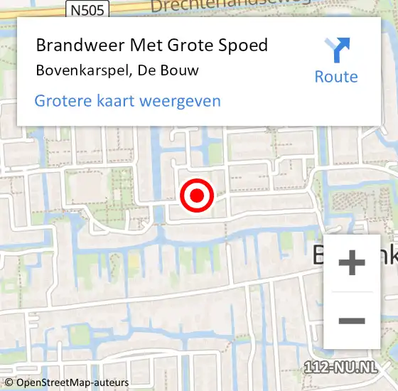 Locatie op kaart van de 112 melding: Brandweer Met Grote Spoed Naar Bovenkarspel, De Bouw op 18 december 2016 05:04