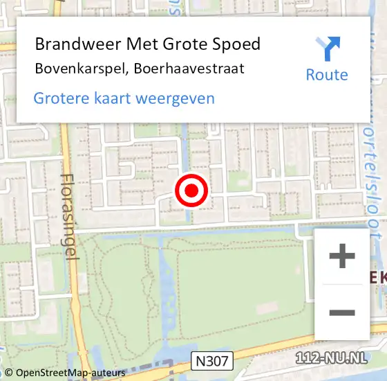 Locatie op kaart van de 112 melding: Brandweer Met Grote Spoed Naar Bovenkarspel, Boerhaavestraat op 18 december 2016 05:12