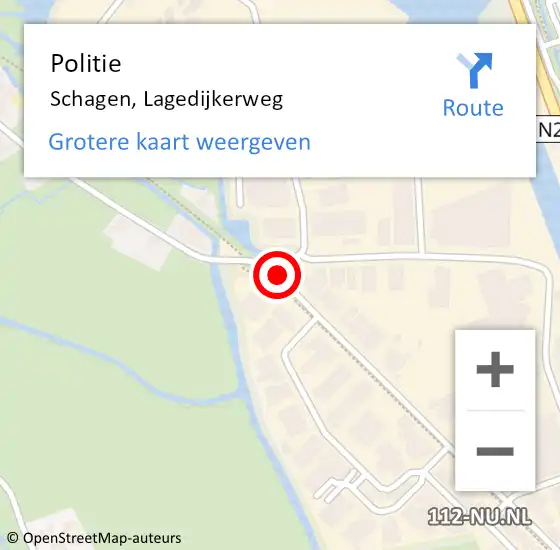 Locatie op kaart van de 112 melding: Politie Schagen, Lagedijkerweg op 18 december 2016 06:17