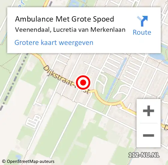 Locatie op kaart van de 112 melding: Ambulance Met Grote Spoed Naar Veenendaal, Lucretia van Merkenlaan op 18 december 2016 07:43