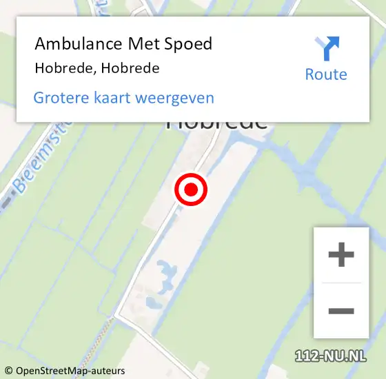 Locatie op kaart van de 112 melding: Ambulance Met Spoed Naar Hobrede, Hobrede op 18 december 2016 08:18