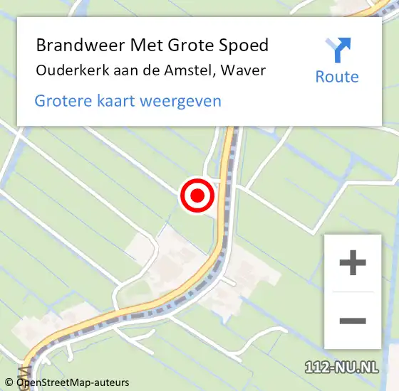 Locatie op kaart van de 112 melding: Brandweer Met Grote Spoed Naar Ouderkerk aan de Amstel, Waver op 18 december 2016 08:46