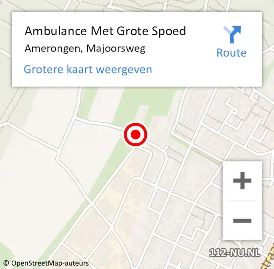 Locatie op kaart van de 112 melding: Ambulance Met Grote Spoed Naar Amerongen, Majoorsweg op 18 december 2016 08:46