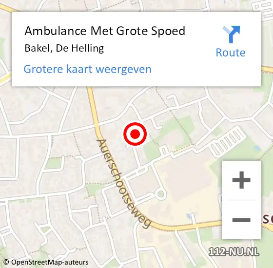 Locatie op kaart van de 112 melding: Ambulance Met Grote Spoed Naar Bakel, De Helling op 18 december 2016 08:57