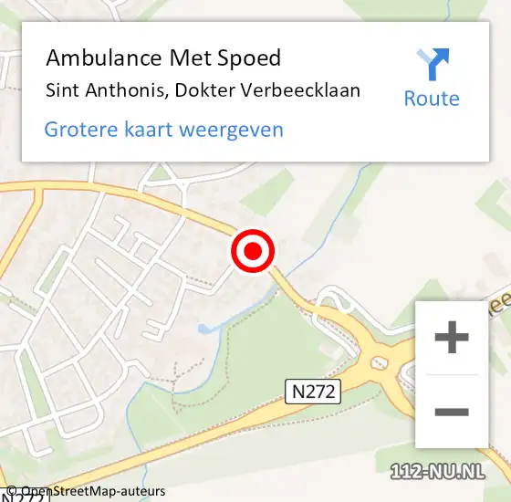 Locatie op kaart van de 112 melding: Ambulance Met Spoed Naar Sint Anthonis, Dokter Verbeecklaan op 18 december 2016 10:40