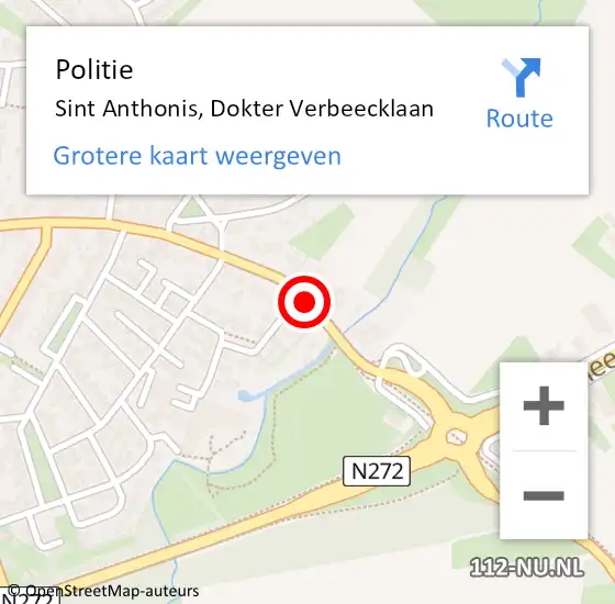 Locatie op kaart van de 112 melding: Politie Sint Anthonis, Dokter Verbeecklaan op 18 december 2016 10:43