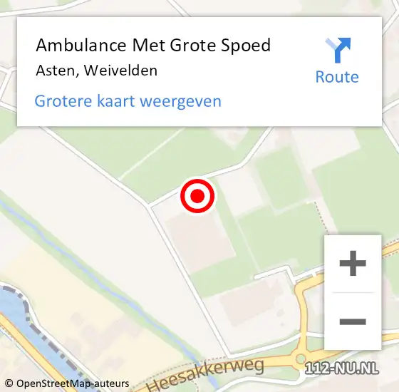 Locatie op kaart van de 112 melding: Ambulance Met Grote Spoed Naar Asten, Weivelden op 18 december 2016 10:47