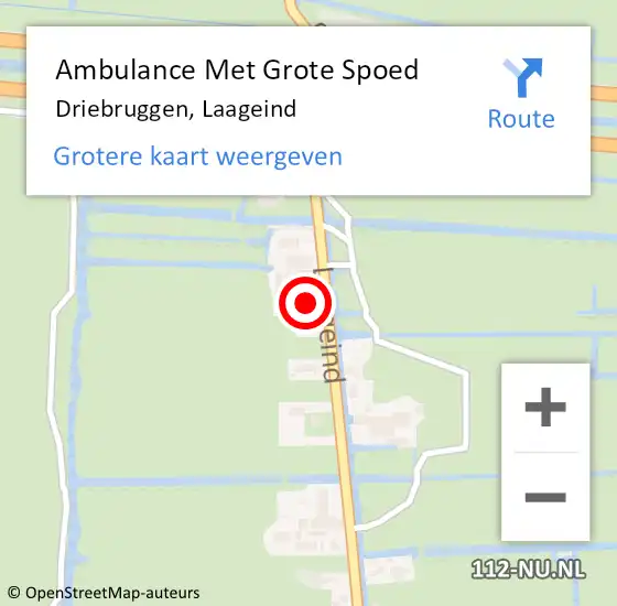 Locatie op kaart van de 112 melding: Ambulance Met Grote Spoed Naar Driebruggen, Laageind op 18 december 2016 11:16