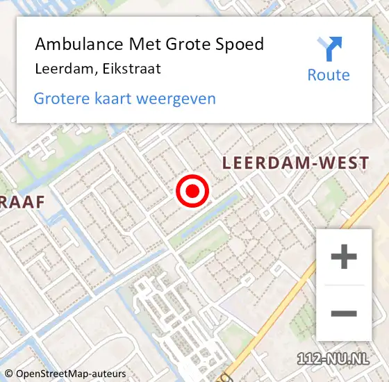 Locatie op kaart van de 112 melding: Ambulance Met Grote Spoed Naar Leerdam, Eikstraat op 18 december 2016 11:47