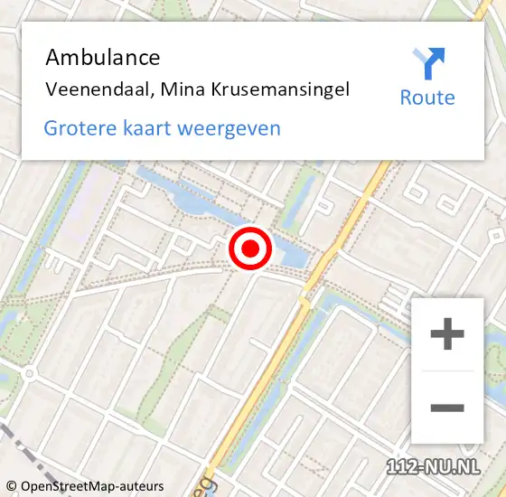 Locatie op kaart van de 112 melding: Ambulance Veenendaal, Mina Krusemansingel op 18 december 2016 12:38