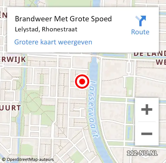 Locatie op kaart van de 112 melding: Brandweer Met Grote Spoed Naar Lelystad, Rhonestraat op 18 december 2016 12:41