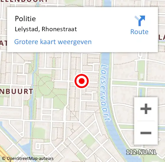 Locatie op kaart van de 112 melding: Politie Lelystad, Rhonestraat op 18 december 2016 12:53