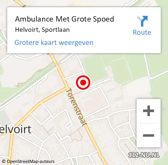 Locatie op kaart van de 112 melding: Ambulance Met Grote Spoed Naar Helvoirt, Sportlaan op 18 december 2016 13:46