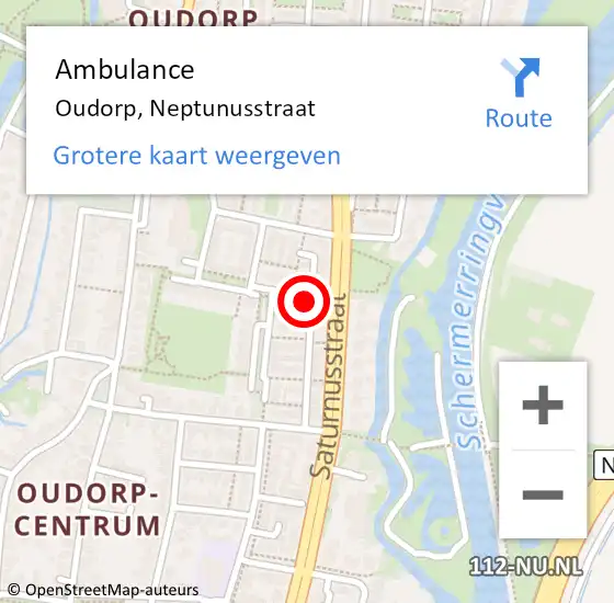 Locatie op kaart van de 112 melding: Ambulance Oudorp, Neptunusstraat op 18 december 2016 13:49