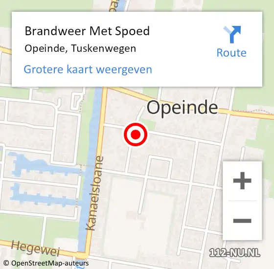 Locatie op kaart van de 112 melding: Brandweer Met Spoed Naar Opeinde, Tuskenwegen op 18 december 2016 13:57