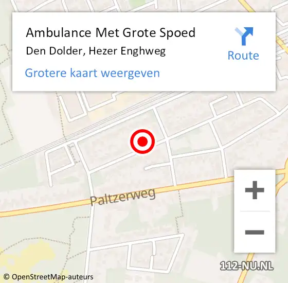 Locatie op kaart van de 112 melding: Ambulance Met Grote Spoed Naar Den Dolder, Hezer Enghweg op 18 december 2016 14:02