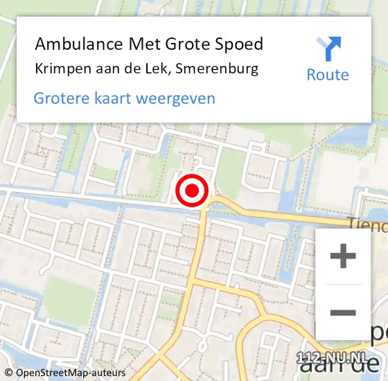 Locatie op kaart van de 112 melding: Ambulance Met Grote Spoed Naar Krimpen aan de Lek, Smerenburg op 18 december 2016 14:24