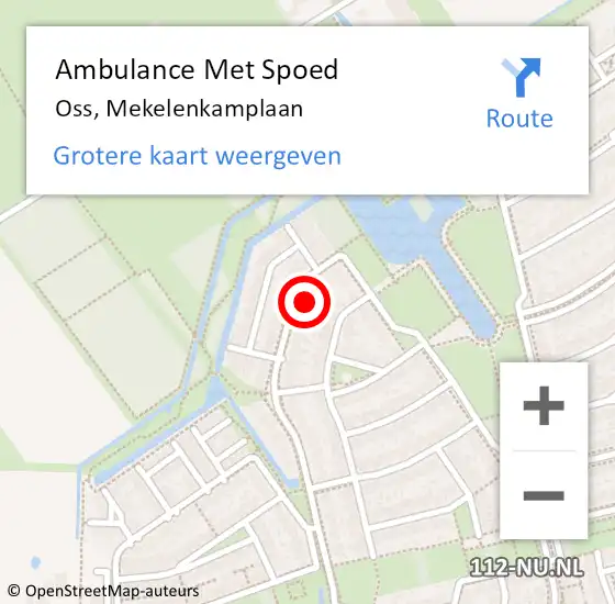 Locatie op kaart van de 112 melding: Ambulance Met Spoed Naar Oss, Mekelenkamplaan op 18 december 2016 14:29