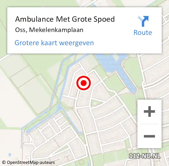 Locatie op kaart van de 112 melding: Ambulance Met Grote Spoed Naar Oss, Mekelenkamplaan op 18 december 2016 14:30