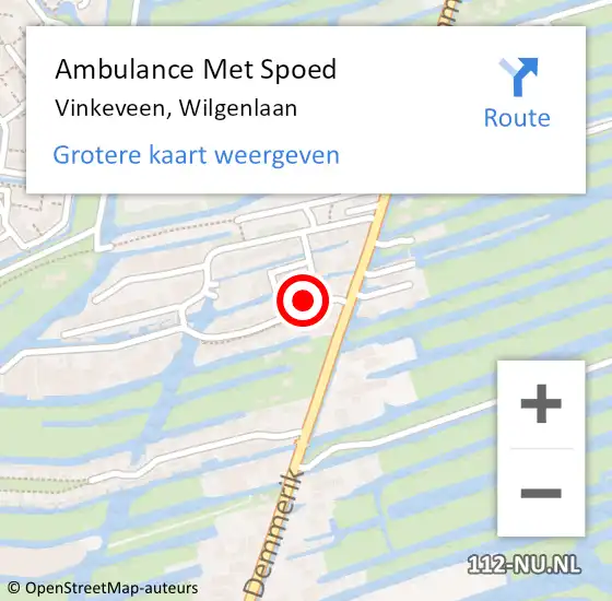 Locatie op kaart van de 112 melding: Ambulance Met Spoed Naar Vinkeveen, Wilgenlaan op 18 december 2016 14:45