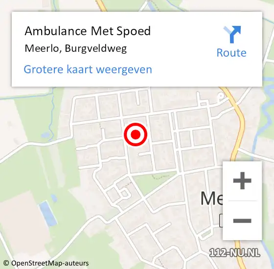 Locatie op kaart van de 112 melding: Ambulance Met Spoed Naar Meerlo, Burgveldweg op 18 december 2016 16:05