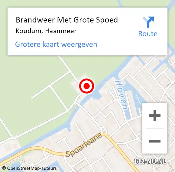 Locatie op kaart van de 112 melding: Brandweer Met Grote Spoed Naar Koudum, Haanmeer op 18 december 2016 16:08