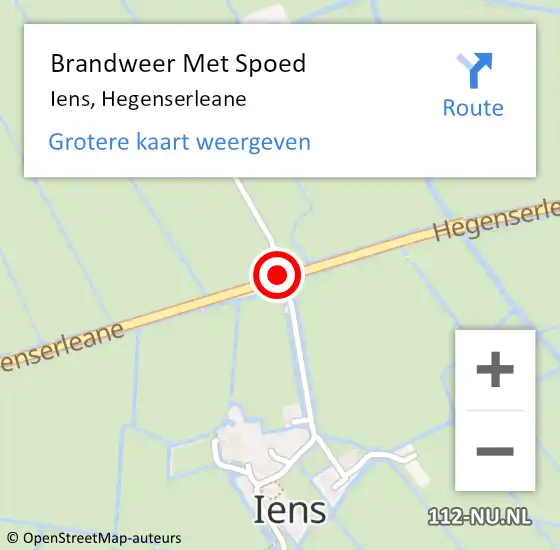 Locatie op kaart van de 112 melding: Brandweer Met Spoed Naar Iens, Hegenserleane op 4 januari 2014 22:38