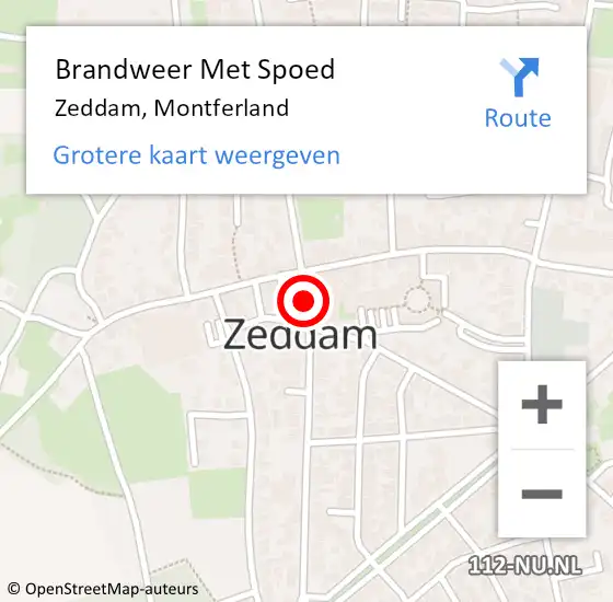 Locatie op kaart van de 112 melding: Brandweer Met Spoed Naar Zeddam, Montferland op 18 december 2016 16:10