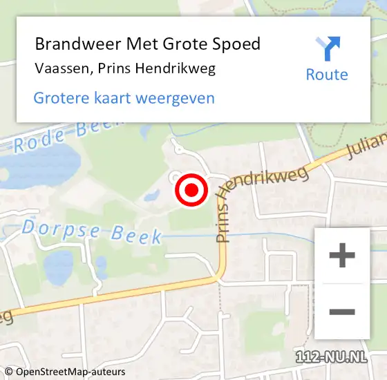 Locatie op kaart van de 112 melding: Brandweer Met Grote Spoed Naar Vaassen, Prins Hendrikweg op 4 januari 2014 22:38