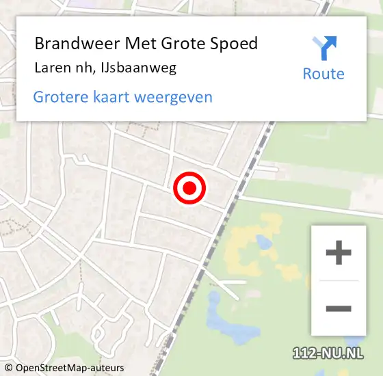 Locatie op kaart van de 112 melding: Brandweer Met Grote Spoed Naar Laren nh, IJsbaanweg op 18 december 2016 16:19