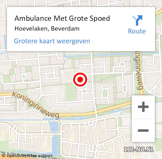 Locatie op kaart van de 112 melding: Ambulance Met Grote Spoed Naar Hoevelaken, Beverdam op 18 december 2016 16:20