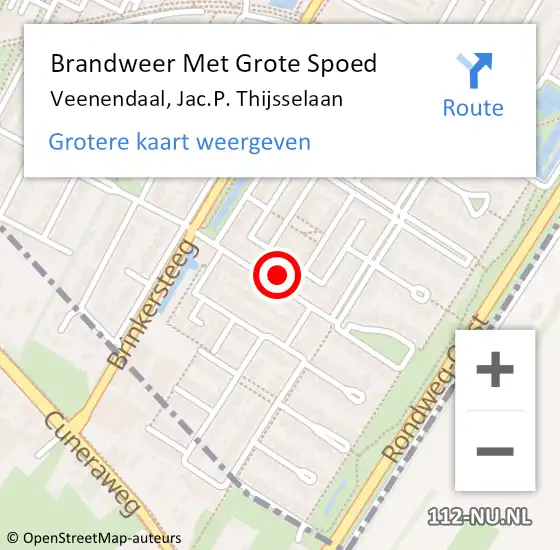 Locatie op kaart van de 112 melding: Brandweer Met Grote Spoed Naar Veenendaal, Jac.P. Thijsselaan op 18 december 2016 17:18