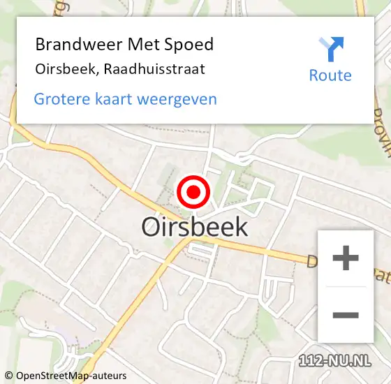 Locatie op kaart van de 112 melding: Brandweer Met Spoed Naar Oirsbeek, Raadhuisstraat op 18 december 2016 17:22