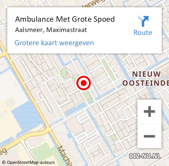 Locatie op kaart van de 112 melding: Ambulance Met Grote Spoed Naar Aalsmeer, Maximastraat op 18 december 2016 18:09