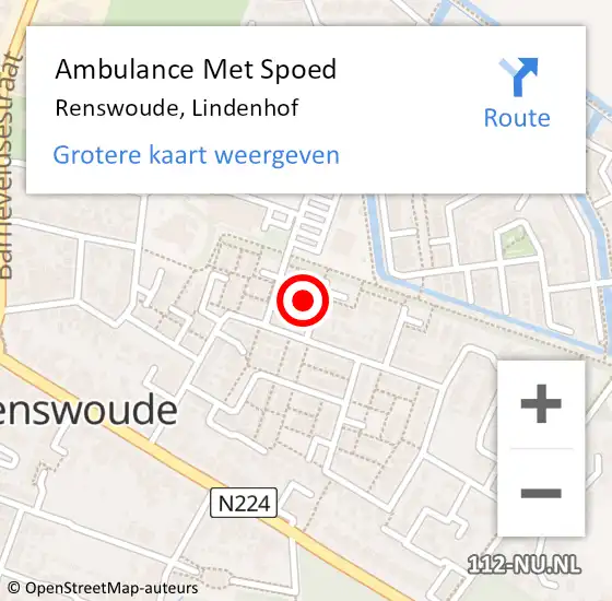 Locatie op kaart van de 112 melding: Ambulance Met Spoed Naar Renswoude, Lindenhof op 4 januari 2014 22:58