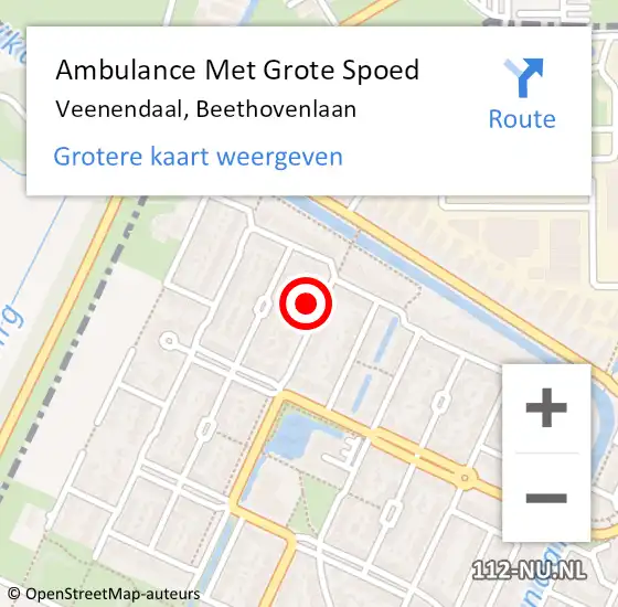 Locatie op kaart van de 112 melding: Ambulance Met Grote Spoed Naar Veenendaal, Beethovenlaan op 18 december 2016 19:21