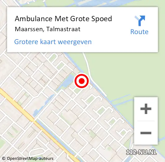 Locatie op kaart van de 112 melding: Ambulance Met Grote Spoed Naar Maarssen, Talmastraat op 18 december 2016 19:33