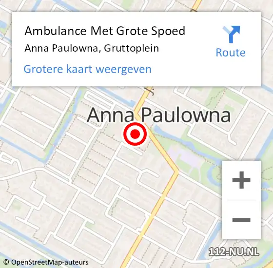 Locatie op kaart van de 112 melding: Ambulance Met Grote Spoed Naar Anna Paulowna, Gruttoplein op 18 december 2016 19:51