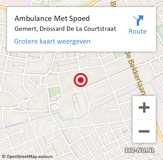 Locatie op kaart van de 112 melding: Ambulance Met Spoed Naar Gemert, Drossard De La Courtstraat op 18 december 2016 20:39