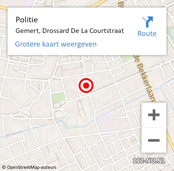 Locatie op kaart van de 112 melding: Politie Gemert, Drossard De La Courtstraat op 18 december 2016 20:40