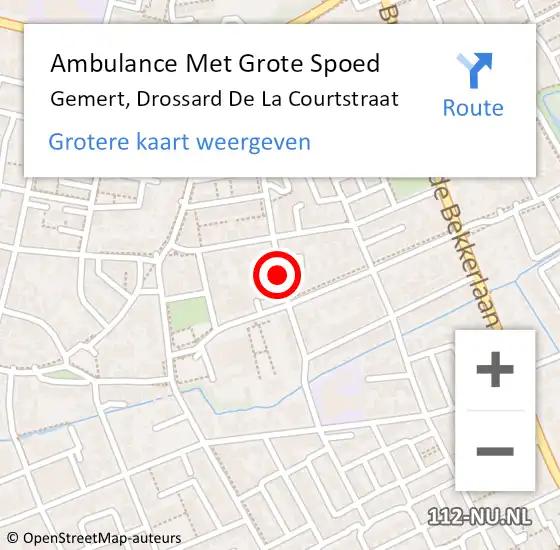 Locatie op kaart van de 112 melding: Ambulance Met Grote Spoed Naar Gemert, Drossard De La Courtstraat op 18 december 2016 20:41