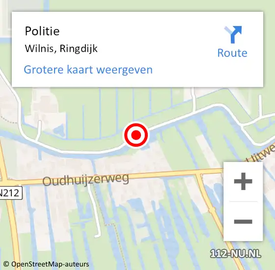 Locatie op kaart van de 112 melding: Politie Wilnis, Ringdijk op 18 december 2016 20:42