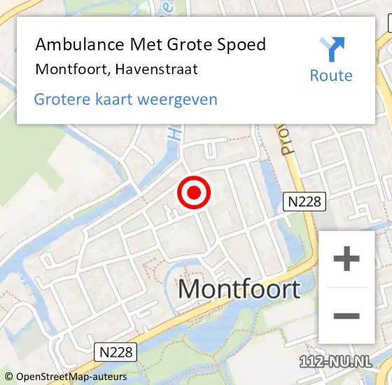 Locatie op kaart van de 112 melding: Ambulance Met Grote Spoed Naar Montfoort, Havenstraat op 18 december 2016 21:39