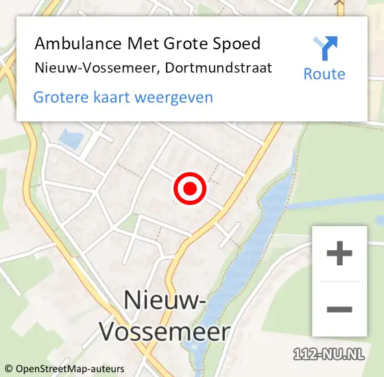 Locatie op kaart van de 112 melding: Ambulance Met Grote Spoed Naar Nieuw-Vossemeer, Dortmundstraat op 18 december 2016 21:59