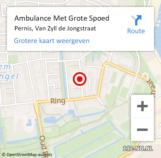 Locatie op kaart van de 112 melding: Ambulance Met Grote Spoed Naar Pernis, Van Zyll de Jongstraat op 18 december 2016 22:00
