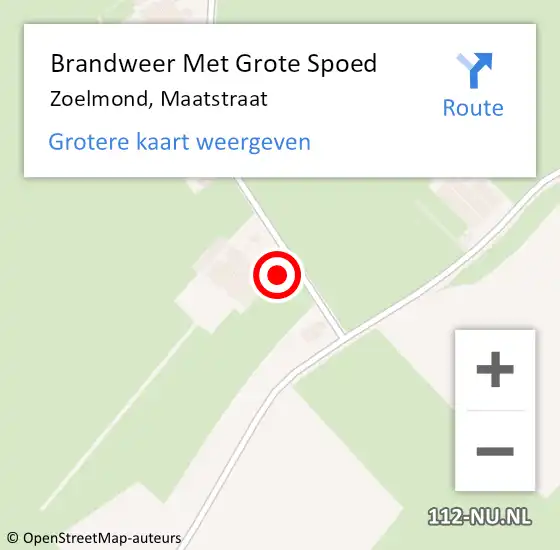 Locatie op kaart van de 112 melding: Brandweer Met Grote Spoed Naar Zoelmond, Maatstraat op 18 december 2016 22:34