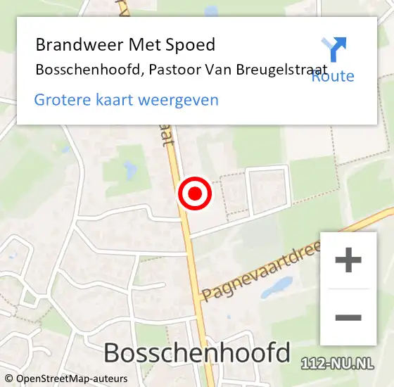 Locatie op kaart van de 112 melding: Brandweer Met Spoed Naar Bosschenhoofd, Pastoor Van Breugelstraat op 18 december 2016 22:42