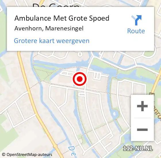 Locatie op kaart van de 112 melding: Ambulance Met Grote Spoed Naar Avenhorn, Marenesingel op 18 december 2016 22:48