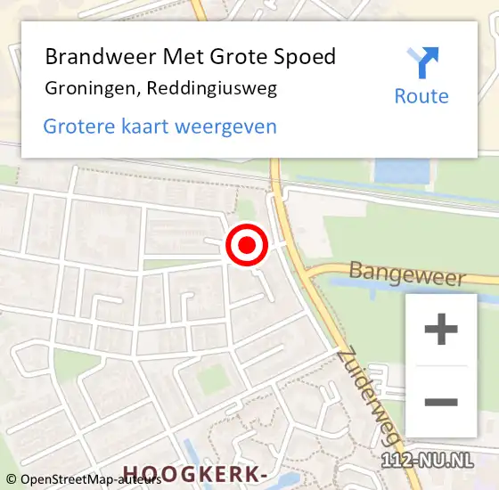 Locatie op kaart van de 112 melding: Brandweer Met Grote Spoed Naar Groningen, Reddingiusweg op 18 december 2016 22:52